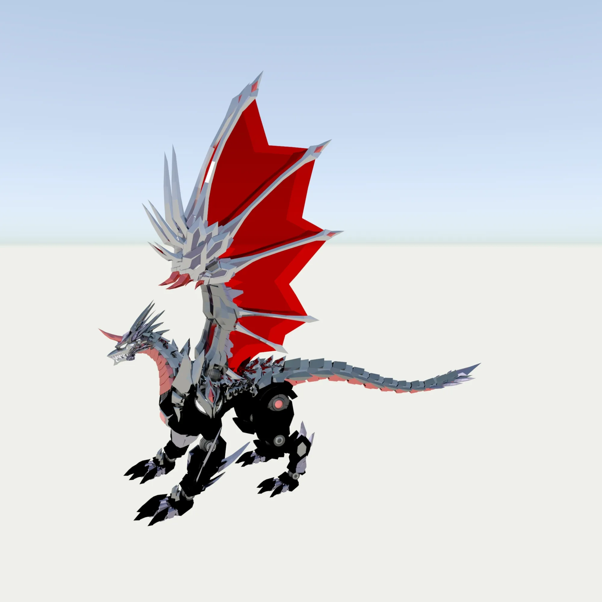 Mechanical Dragon 3D Model .c4d .max .obj .3ds .fbx .stl .blend 