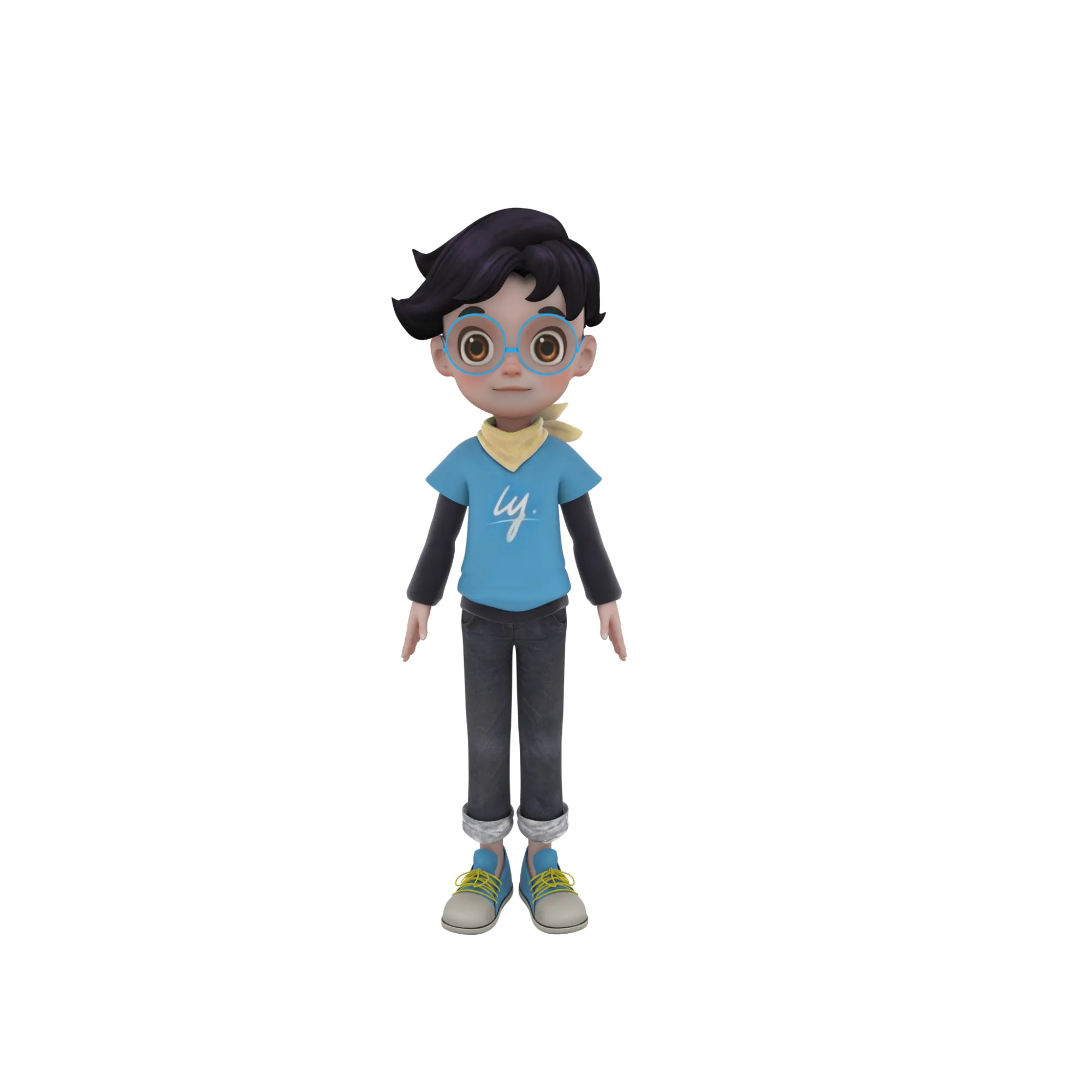 Cartoon boy 3D Model .c4d .max .obj .3ds .fbx .stl .blend