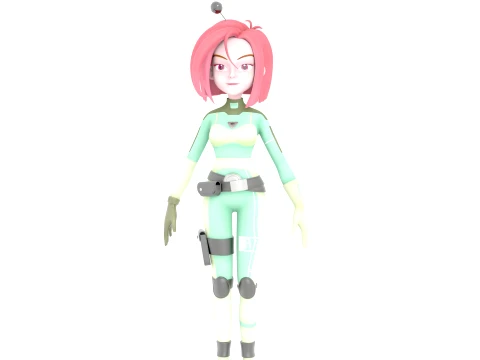 Cartoon Girl 3D Model