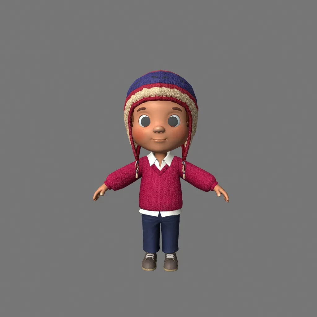 Cartoon child 3D Model .c4d .max .obj .3ds .fbx .stl .blend 