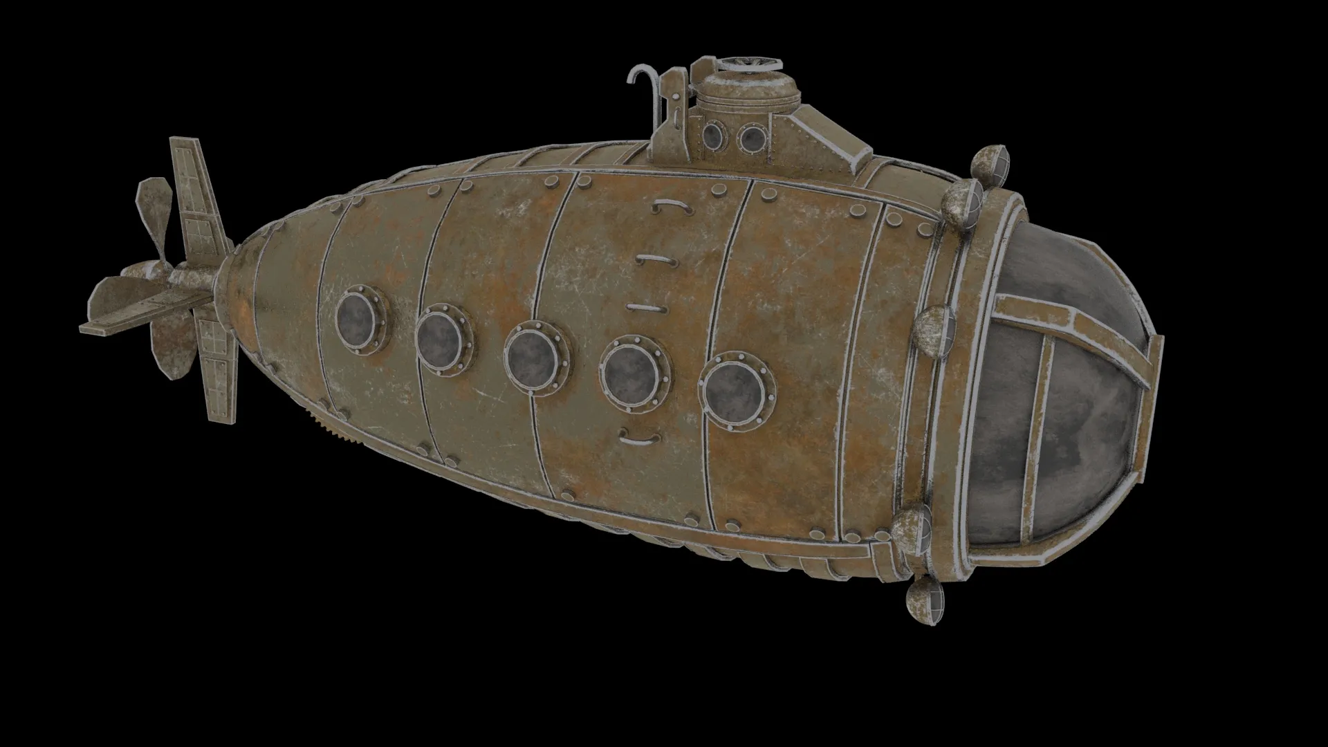 Submarine 3D Model .c4d .max .obj .3ds .fbx .stl .blend