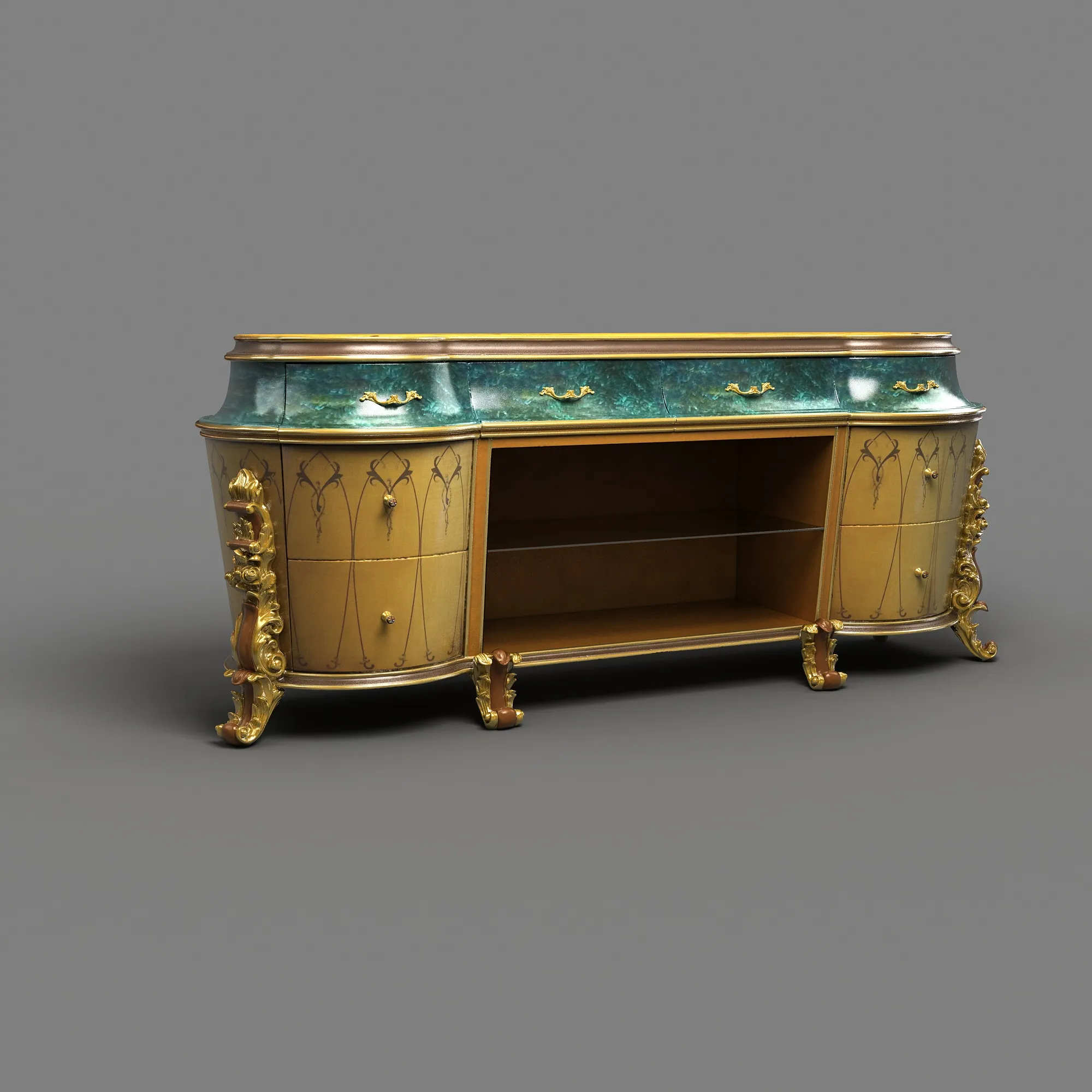 Sideboard 3D Model .c4d .max .obj .3ds .fbx .stl .blend 