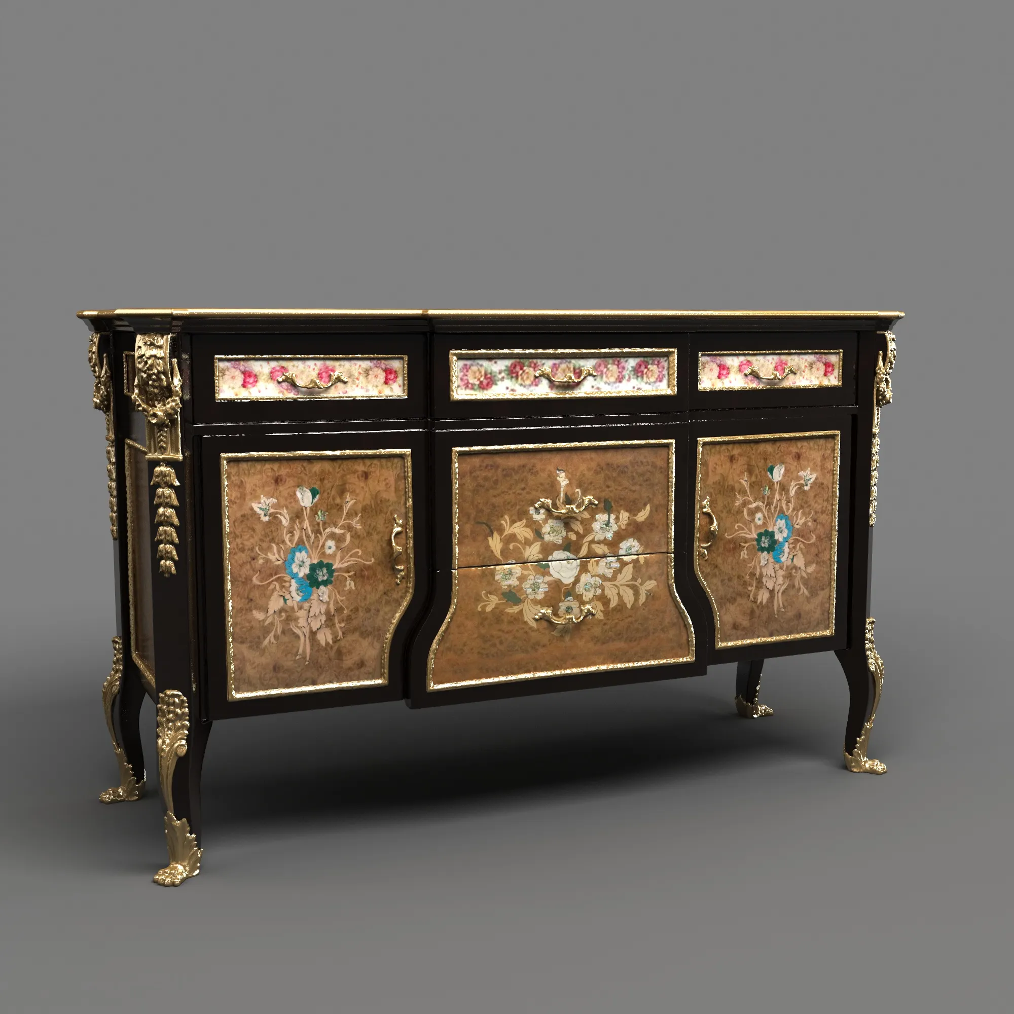 Antique Cabinet 3D Model .c4d .max .obj .3ds .fbx .stl .blend 