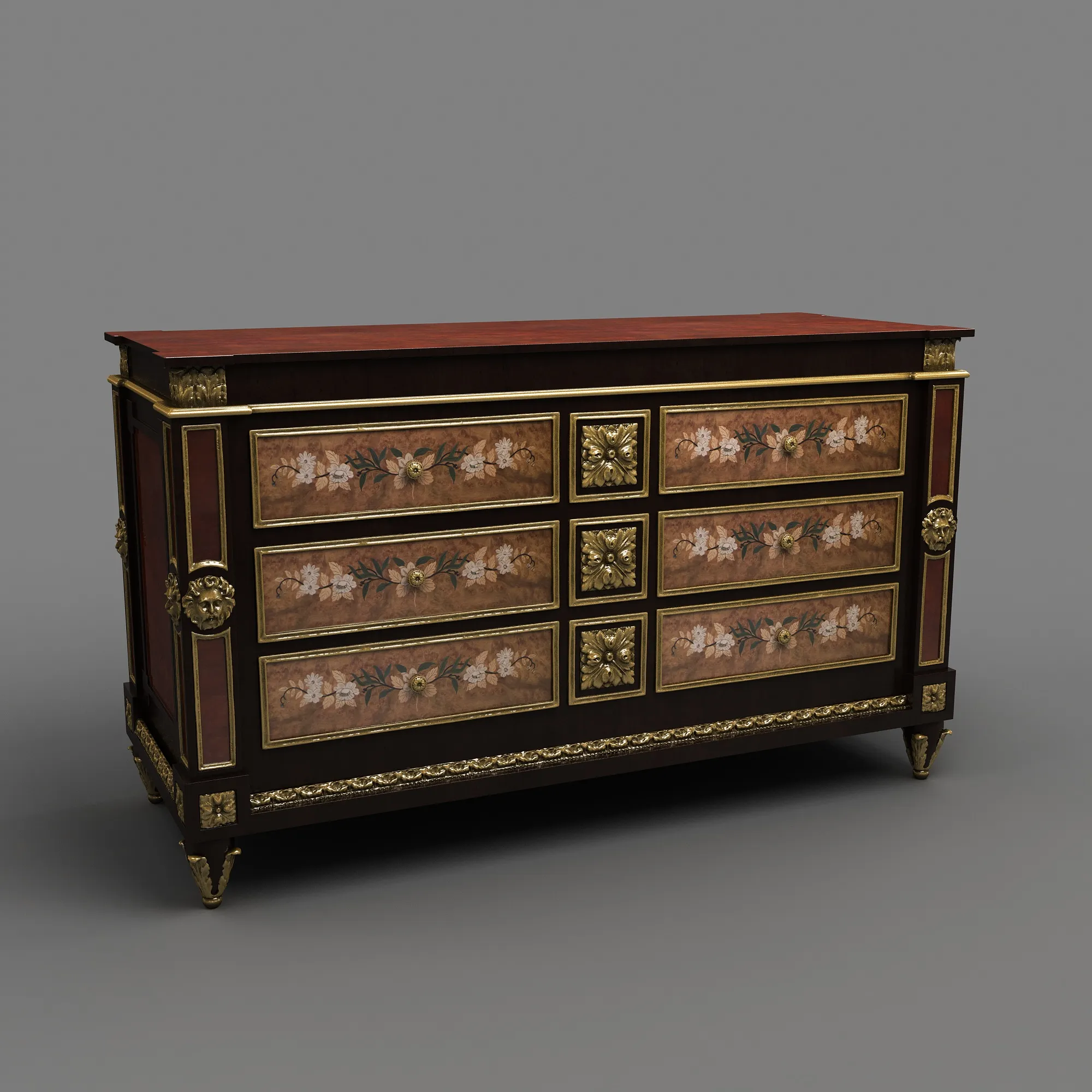 Antique Cabinet 3D Model .c4d .max .obj .3ds .fbx .stl .blend 