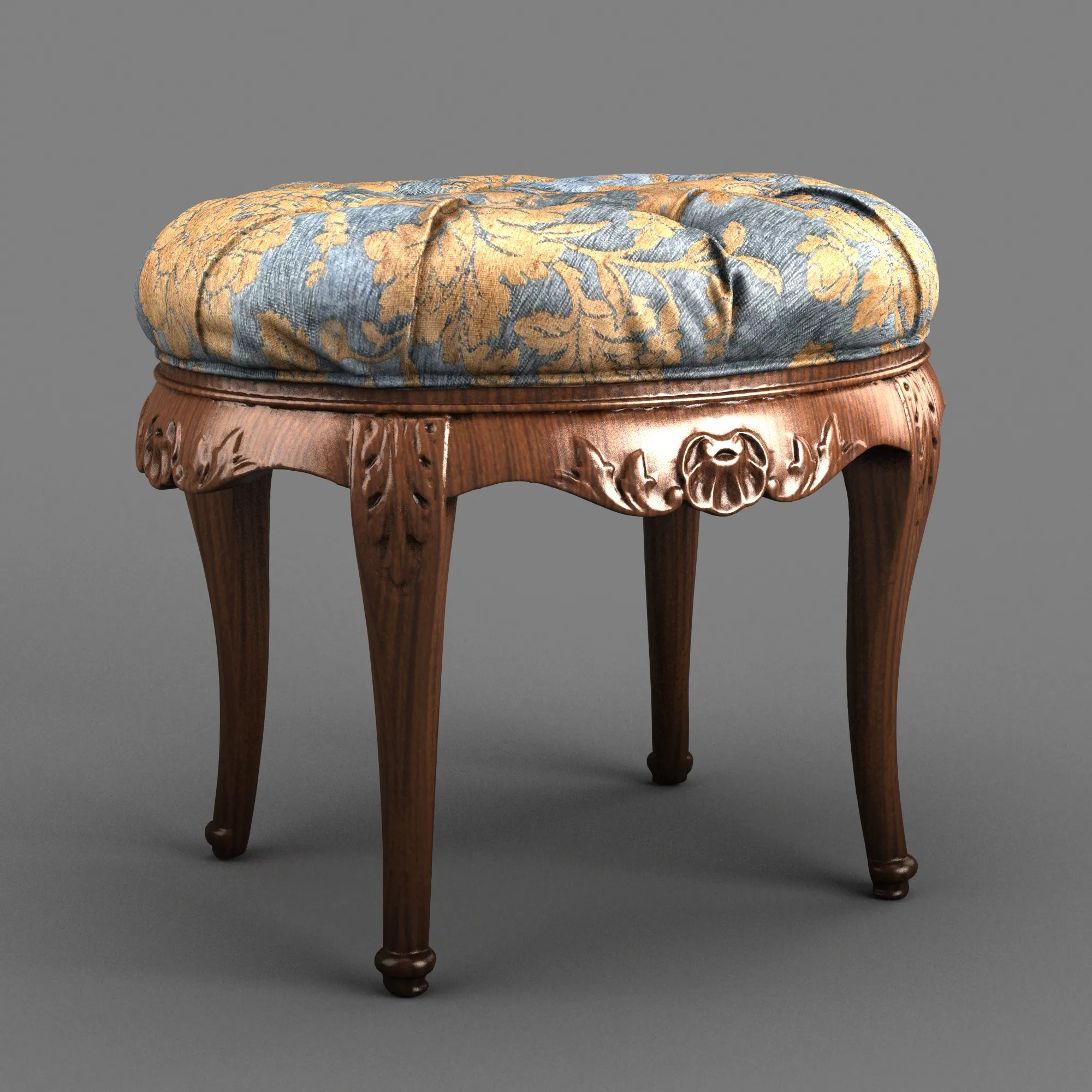 Dressing Stool 3D Model .c4d .max .obj .3ds .fbx .stl .blend 