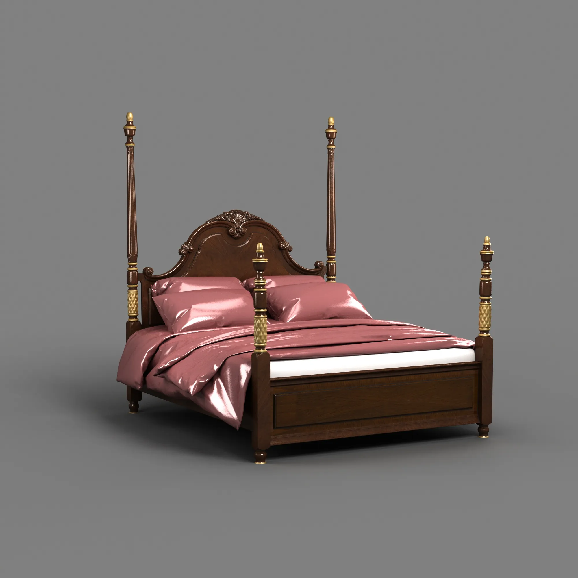 Bed 3D Model .c4d .max .obj .3ds .fbx .stl .blend 