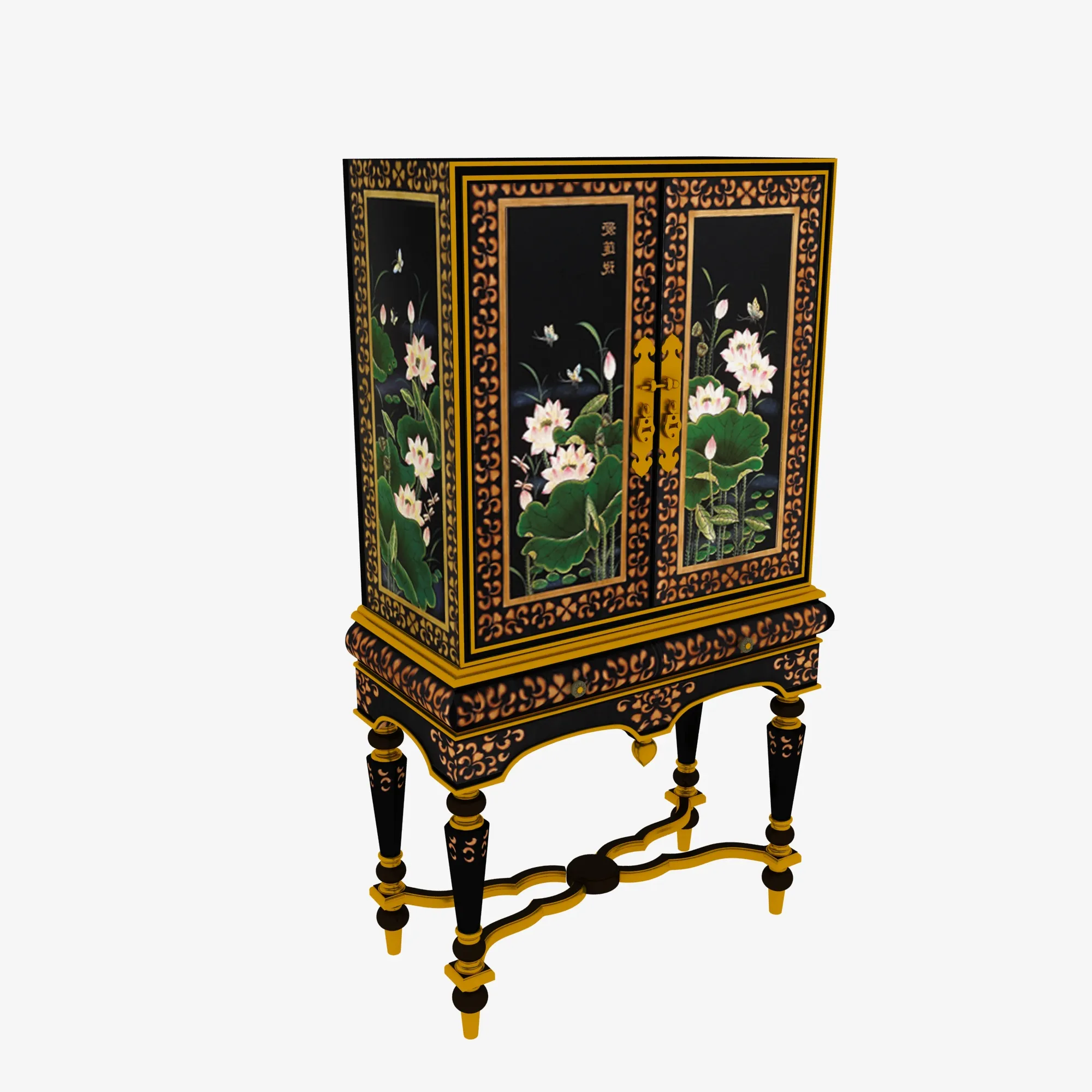 Lacquer cabinet 3D Model .c4d .max .obj .3ds .fbx .stl .blend