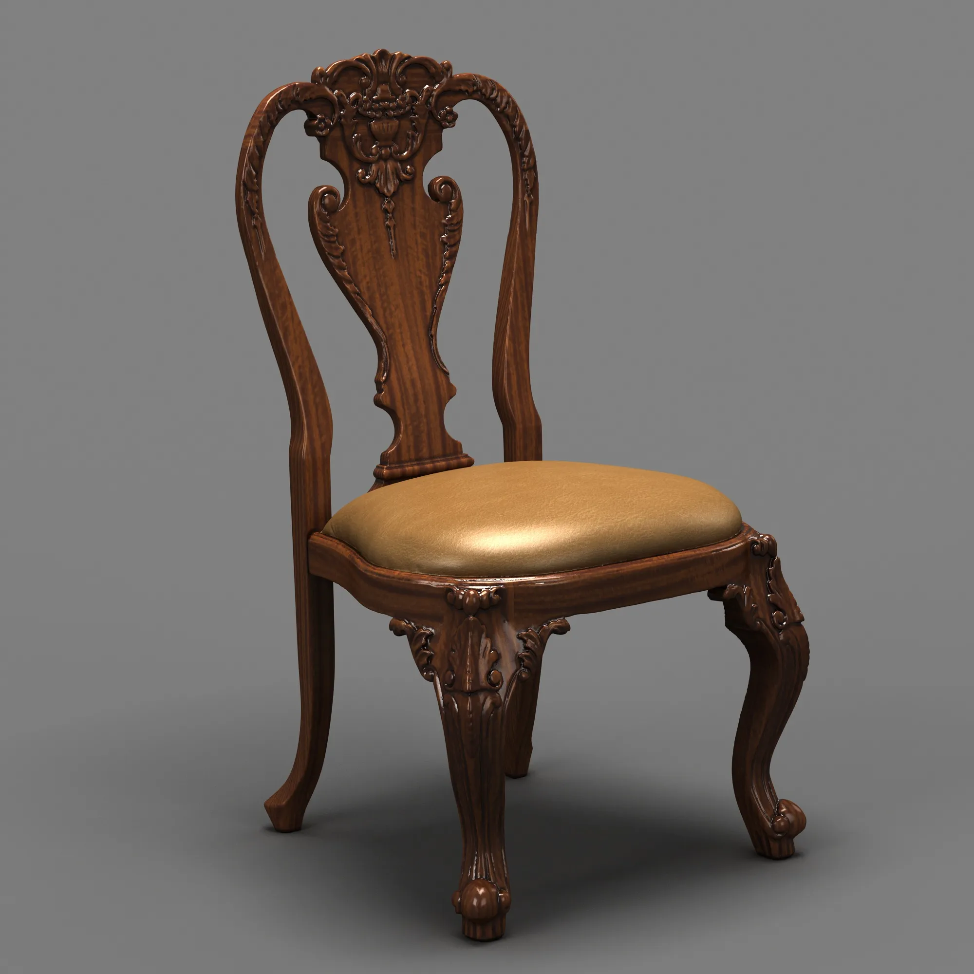 Dining chair 3D Model .c4d .max .obj .3ds .fbx .stl .blend 