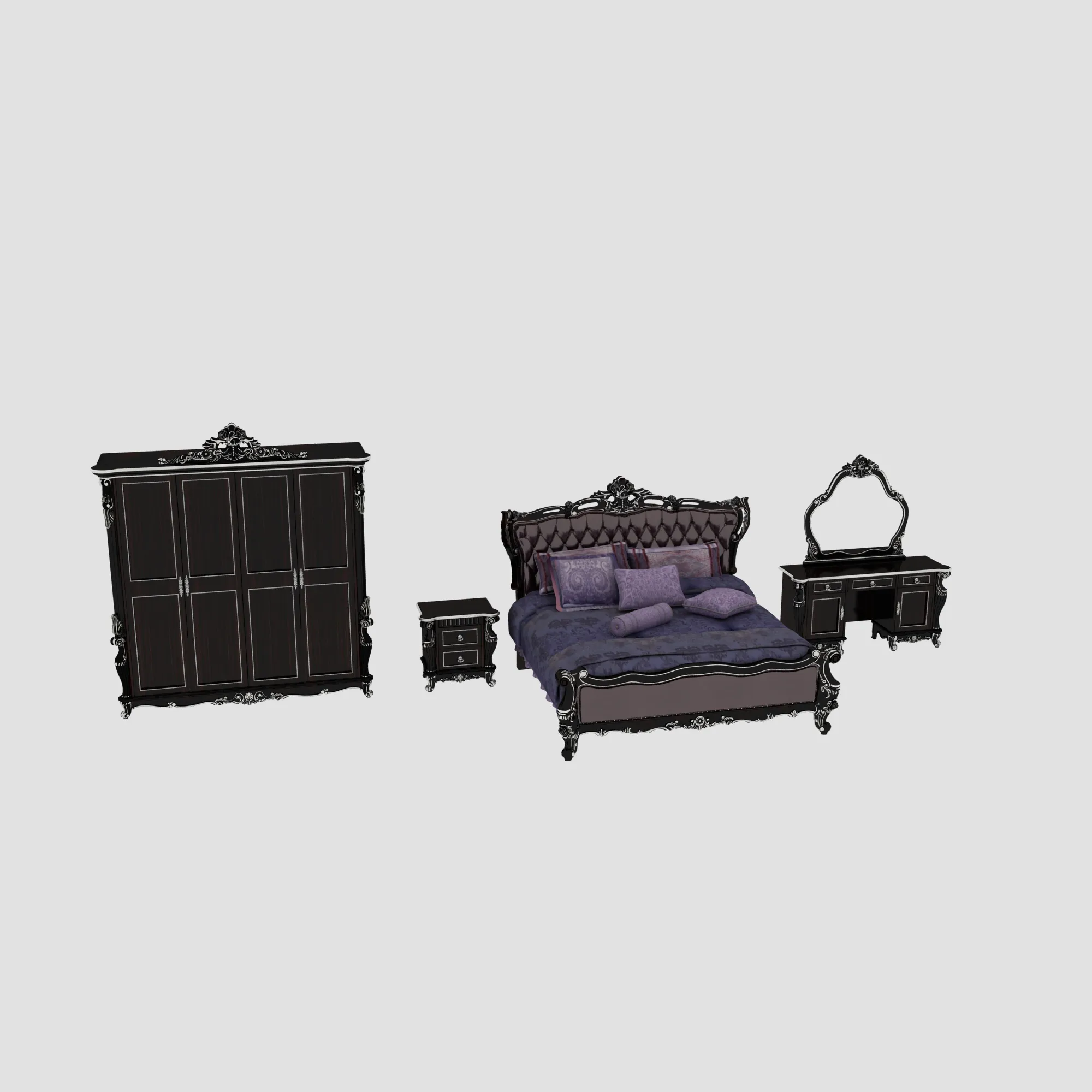 Bedroom furniture 3D Model .c4d .max .obj .3ds .fbx .stl .blend 
