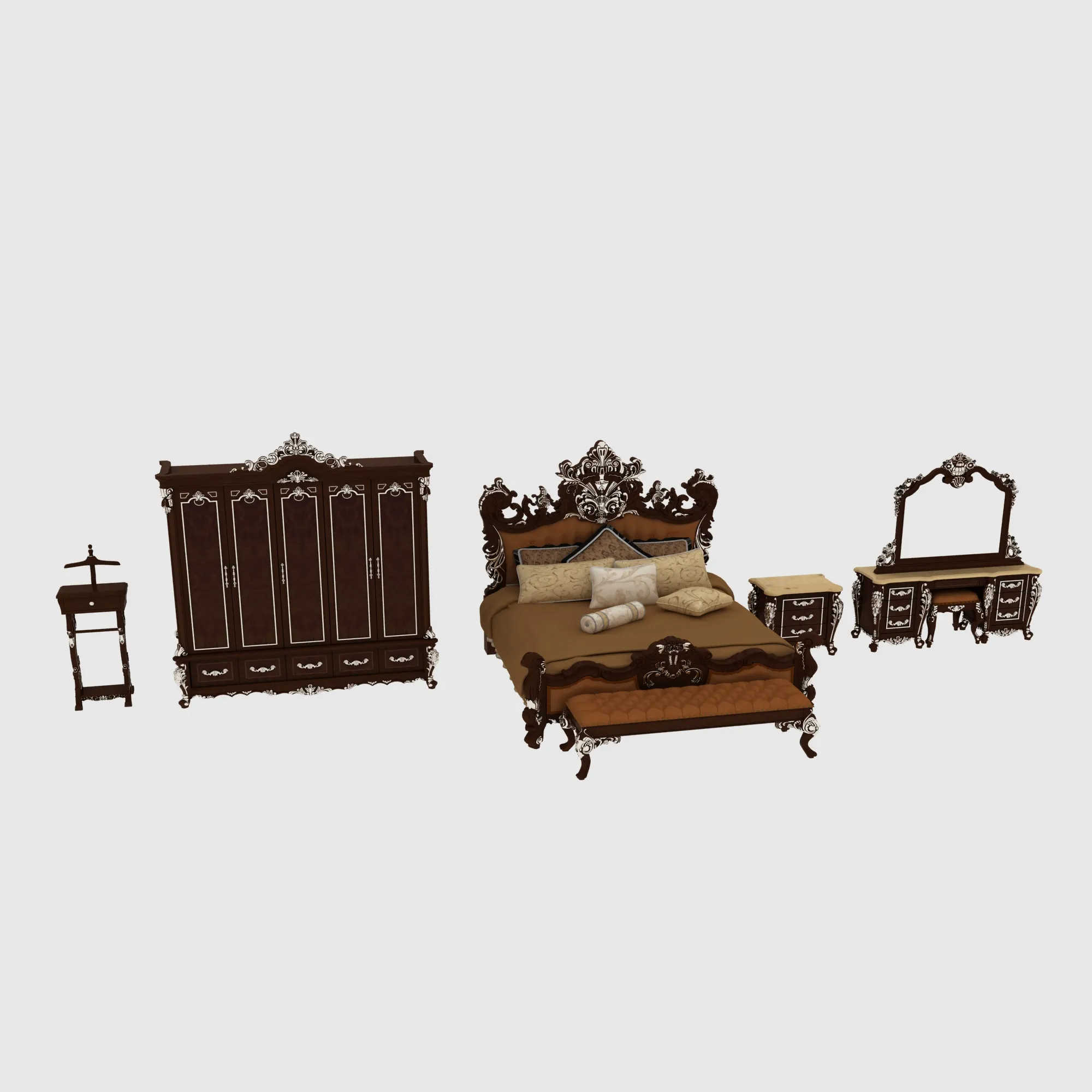 Bedroom furniture 3D Model .c4d .max .obj .3ds .fbx .stl .blend 