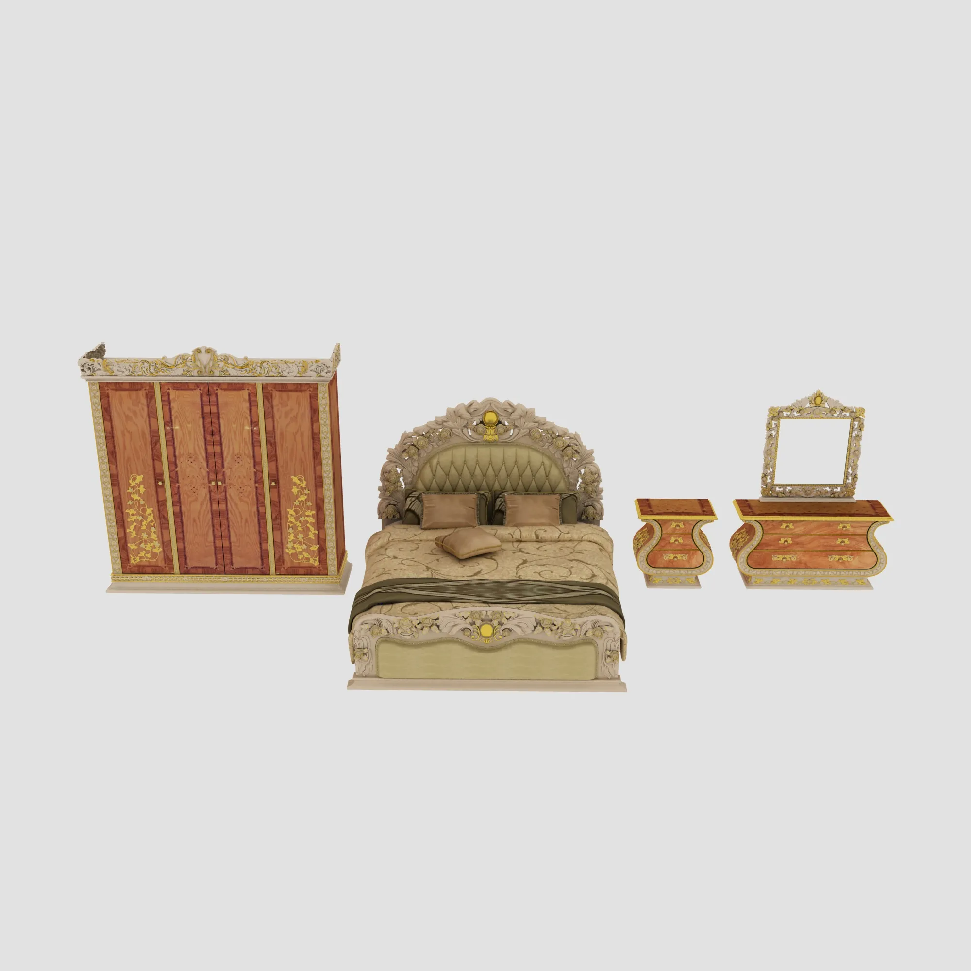 Bedroom furniture 3D Model .c4d .max .obj .3ds .fbx .stl .blend 