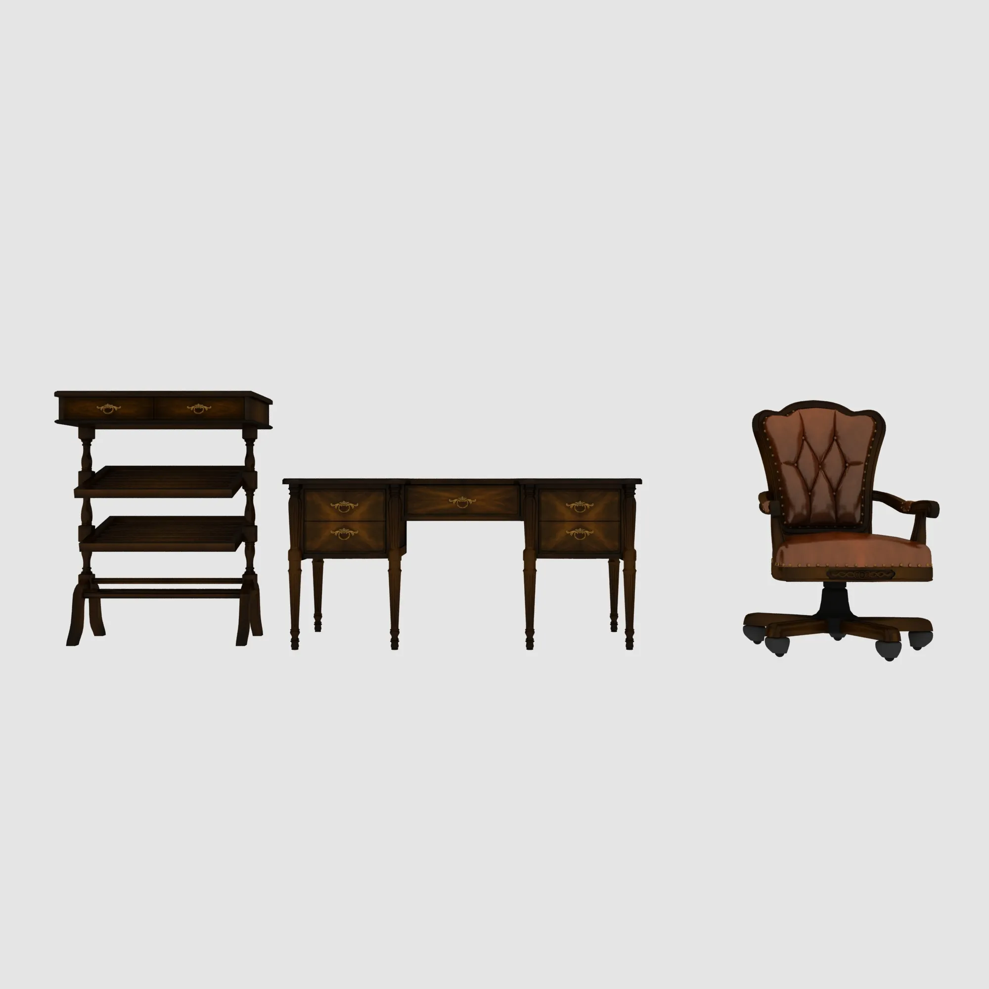 Study furniture 3D Model .c4d .max .obj .3ds .fbx .stl .blend 