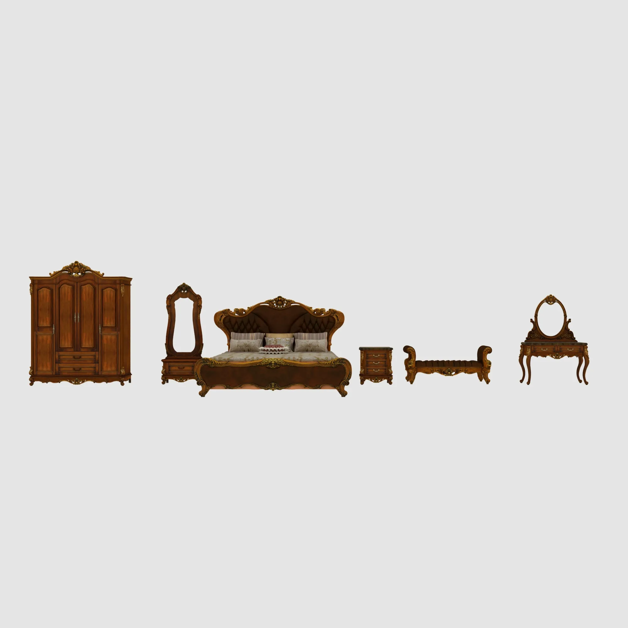 Bedroom furniture 3D Model .c4d .max .obj .3ds .fbx .stl .blend 