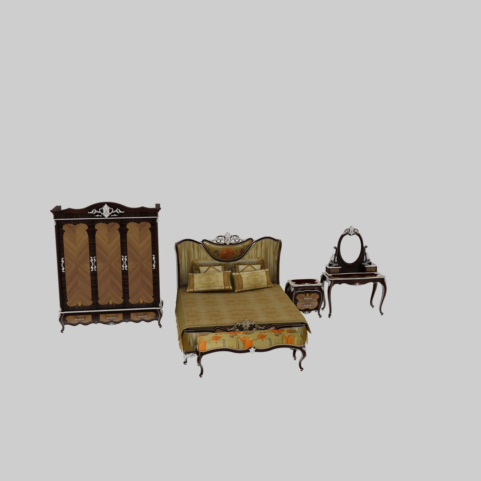 Bedroom furniture 3D Model .c4d .max .obj .3ds .fbx .stl .blend 