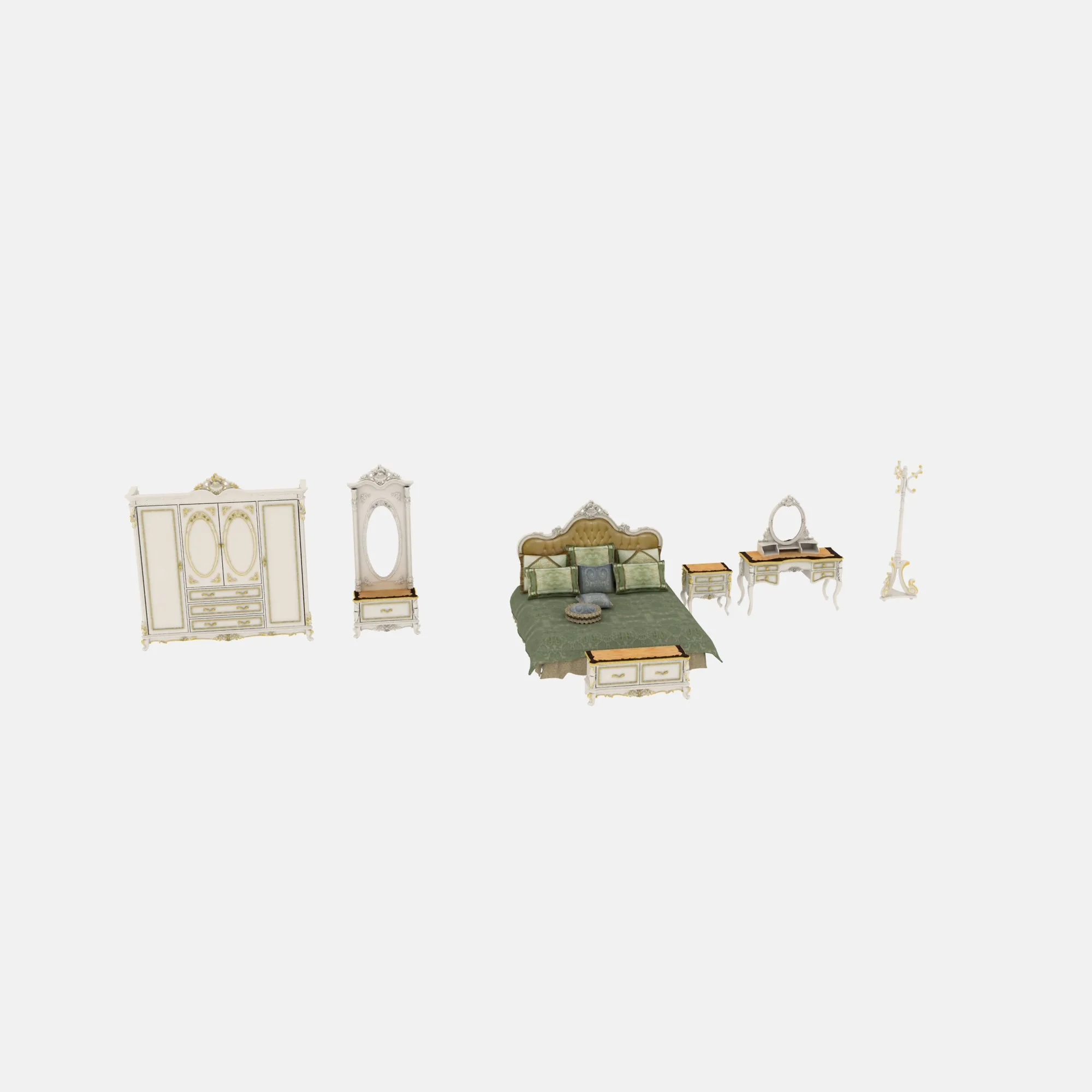 Bedroom furniture 3D Model .c4d .max .obj .3ds .fbx .stl .blend 