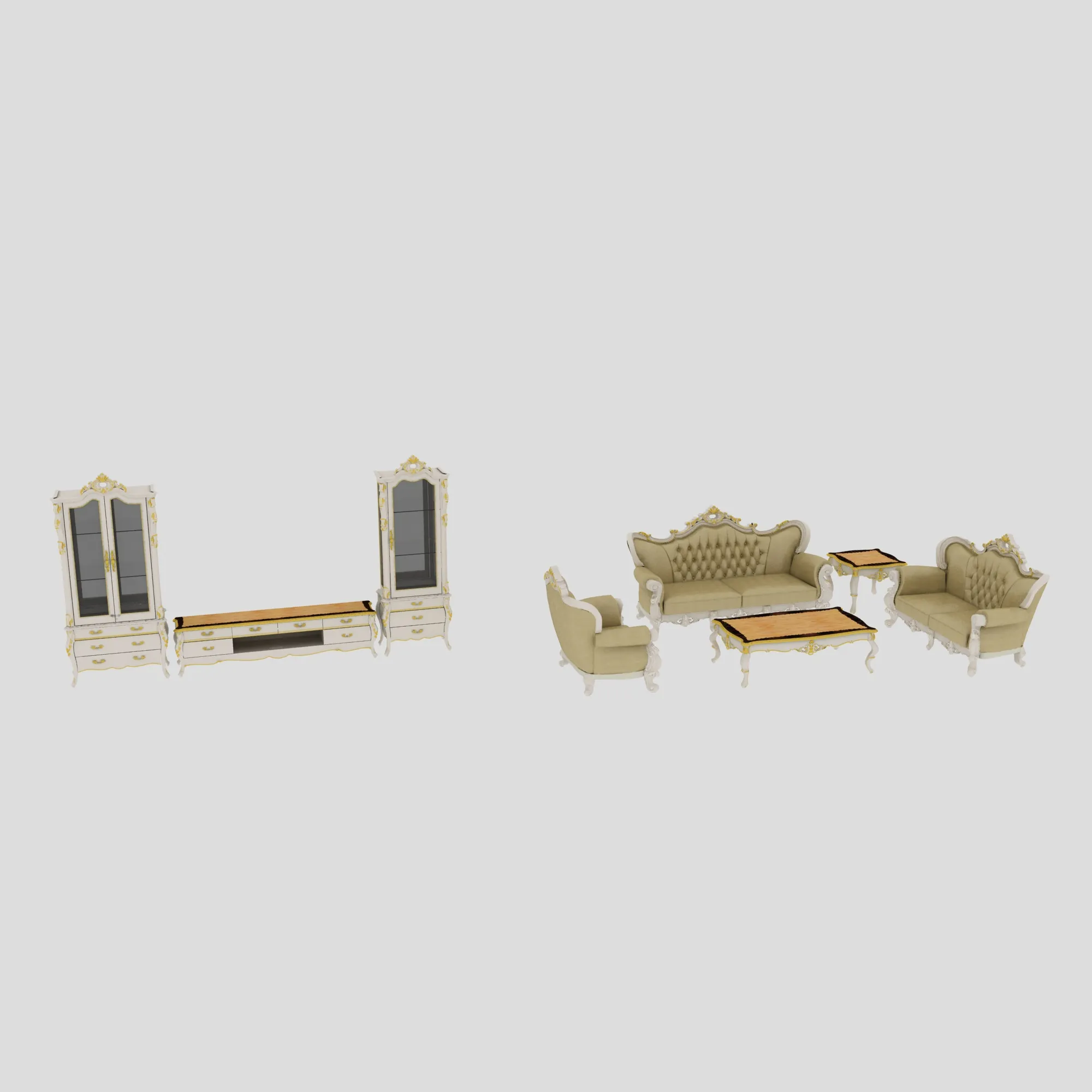 Living room furniture 3D Model .c4d .max .obj .3ds .fbx .stl .blend 