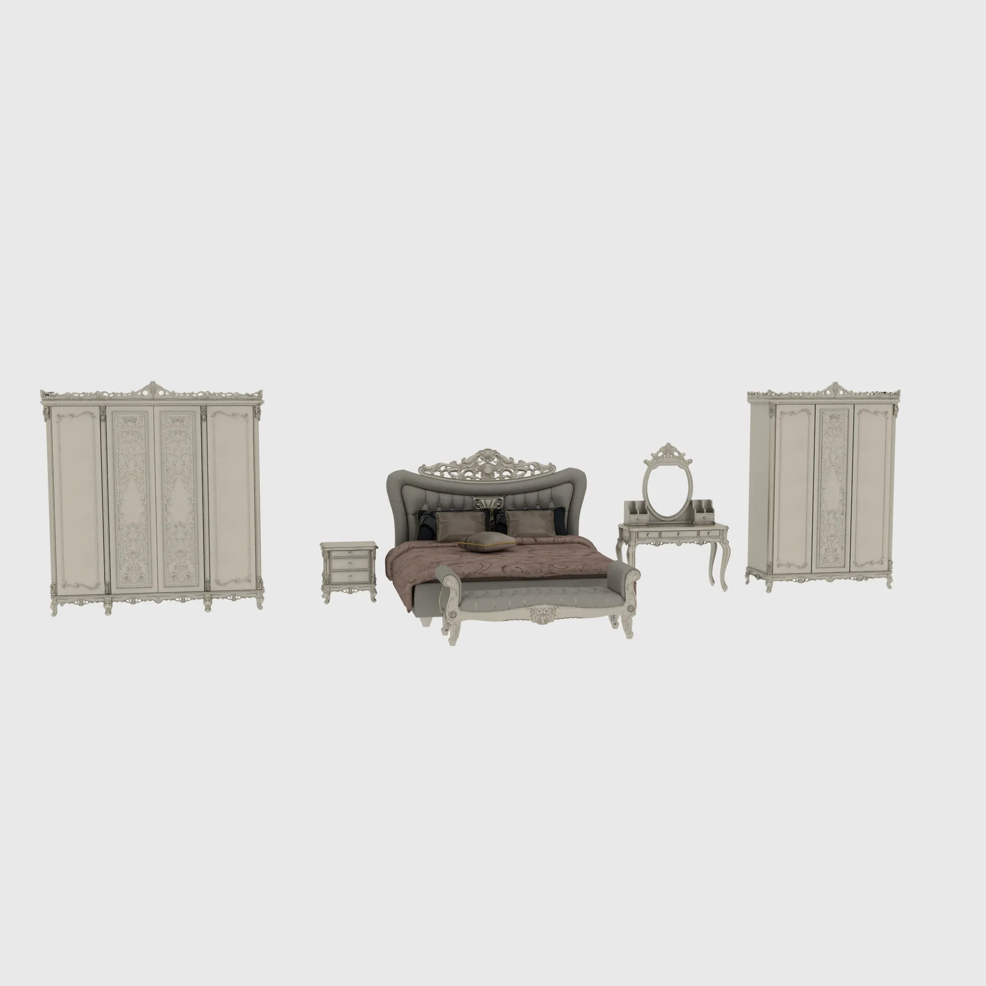 Bedroom furniture 3D Model .c4d .max .obj .3ds .fbx .stl .blend 