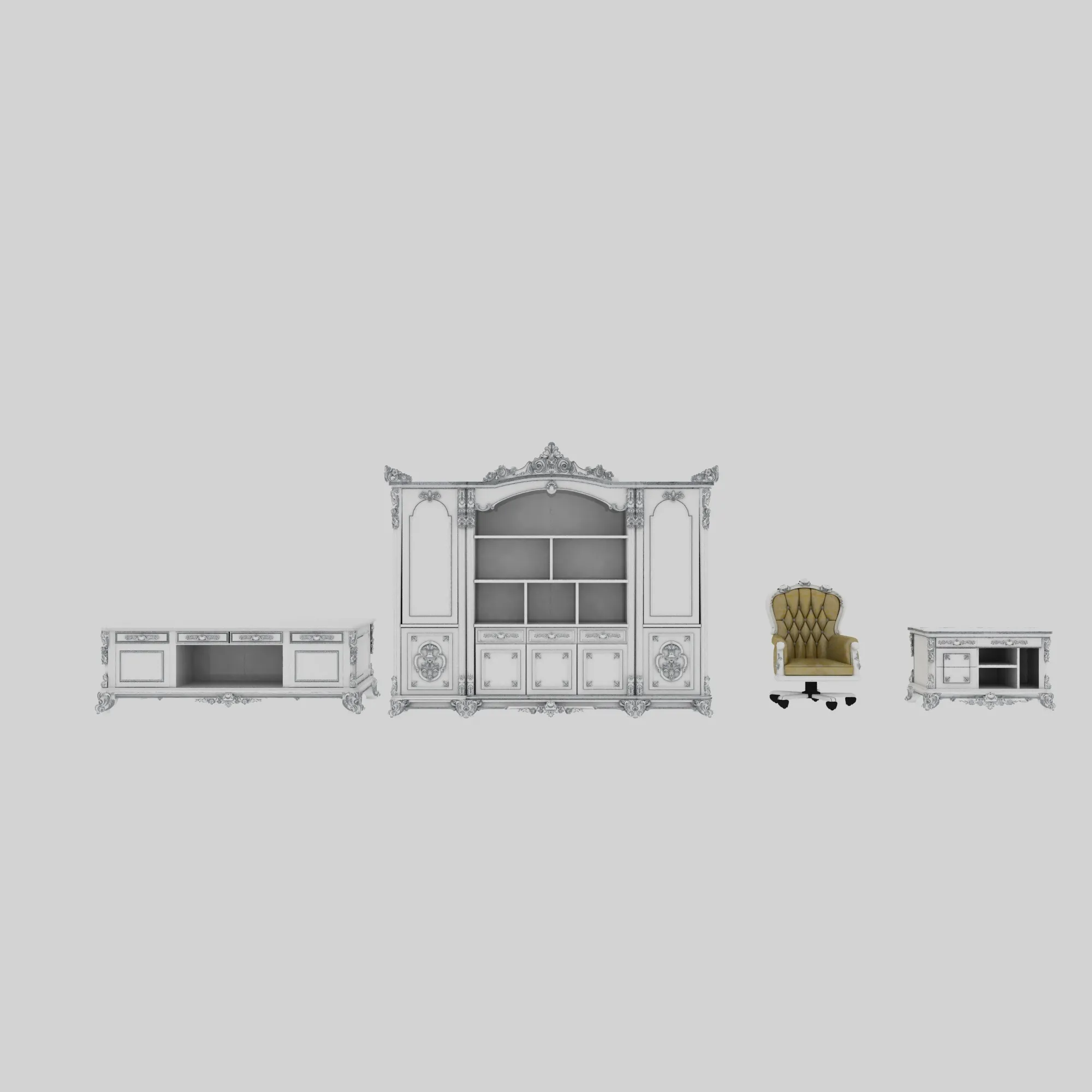 Study furniture 3D Model .c4d .max .obj .3ds .fbx .stl .blend
