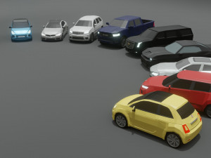10 low poly cars collection 3D Model