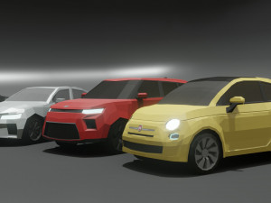 10 low poly cars collection Model 3D