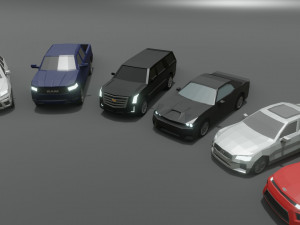 10 low poly cars collection Model 3D