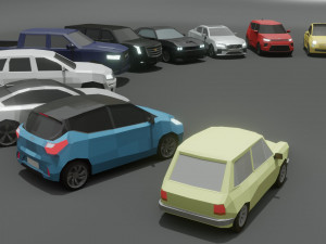 10 low poly cars collection Model 3D