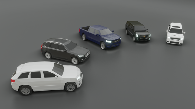 collection of 5 suv lowpoly 3D Модель .c4d .max .obj .3ds .fbx .stl .blend 