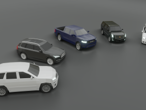 collection of 5 suv lowpoly 3D 모델