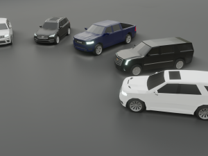 collection of 5 suv lowpoly 3D Модель
