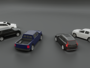 collection of 5 suv lowpoly 3D Модель