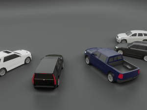 collection of 5 suv lowpoly 3D Модель