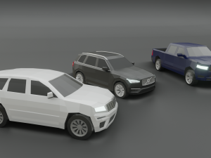 collection of 5 suv lowpoly 3D Модель