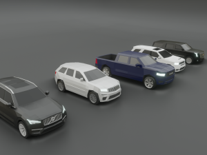 collection of 5 suv lowpoly 3D Модель