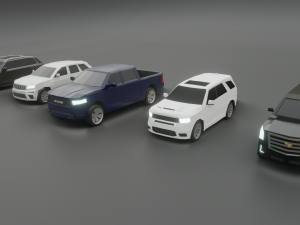 collection of 5 suv lowpoly 3D Модель