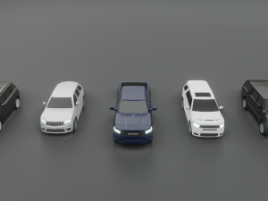 collection of 5 suv lowpoly 3D Модель