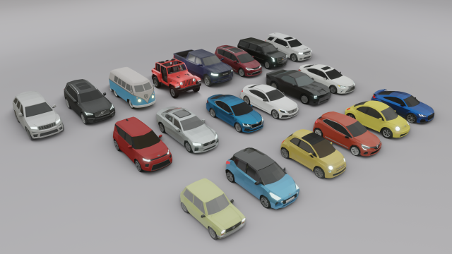 collection of 20 low poly cars s Modello 3D .c4d .max .obj .3ds .fbx .stl .blend 