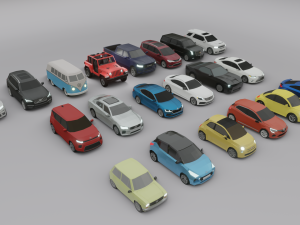 collection of 20 low poly cars s 3Dモデル