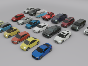 collection of 20 low poly cars s Modello 3D