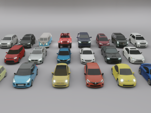 collection of 20 low poly cars s Modello 3D