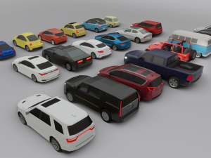 collection of 20 low poly cars s Modello 3D