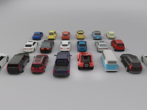 collection of 20 low poly cars s Modello 3D