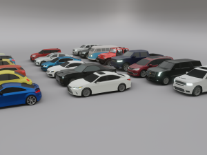 collection of 20 low poly cars s Modello 3D
