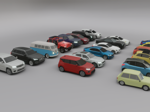 collection of 20 low poly cars s Modello 3D