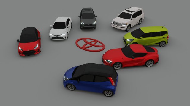 toyota cars pack low poly s 3D Model .c4d .max .obj .3ds .fbx .stl .blend 