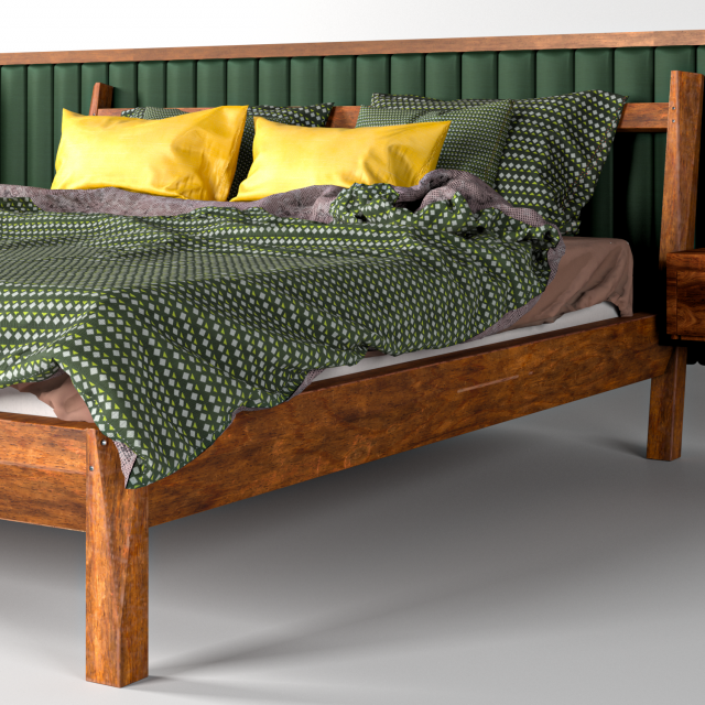 wooden bed Modello 3D .c4d .max .obj .3ds .fbx .stl .blend 