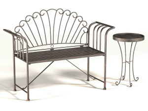 hartste 2 piece metal bench set-pbr Model 3D