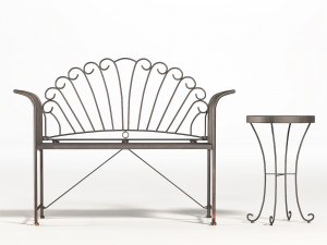 hartste 2 piece metal bench set-pbr Model 3D