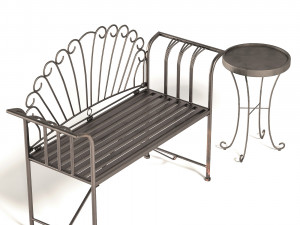 hartste 2 piece metal bench set-pbr Model 3D