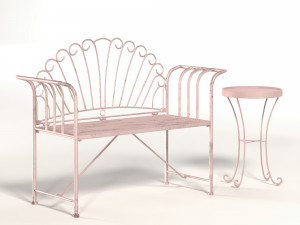 hartste 2 piece metal bench set-pbr Model 3D