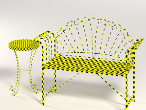 hartste 2 piece metal bench set-pbr Model 3D